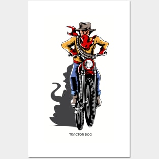 Cowboy Riding a Motorcycle Posters and Art